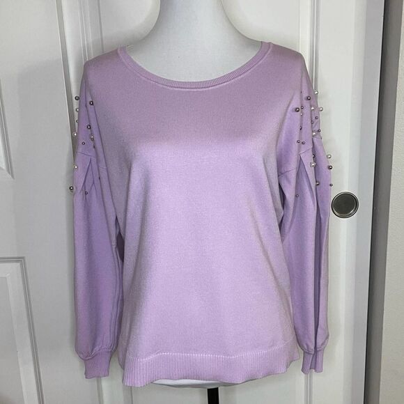 INC International Concepts Lavender Puff Sleeve Sweater size Medium - Picture 6 of 9